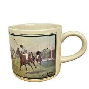 VTG 1988 Ralph Lauren Polo Match Watercolor Equestrian Horse Mug Multiples